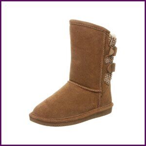 Youth Suede Slip-On Boots, Knit Back, Wool Lined, Winter Comfort